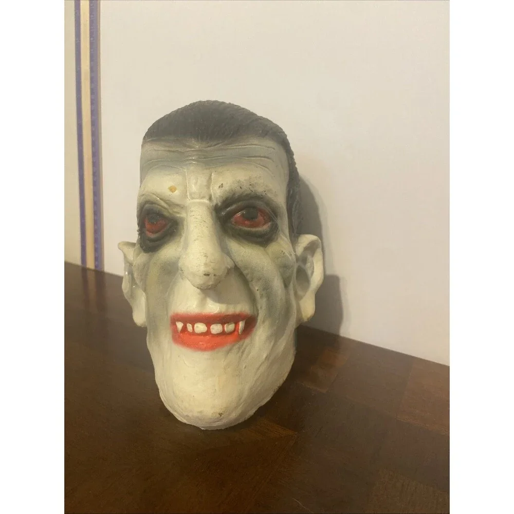 Vintage 1980s Halloween Squishy Foam Dracula Vampire Head Table Decor Prop 7